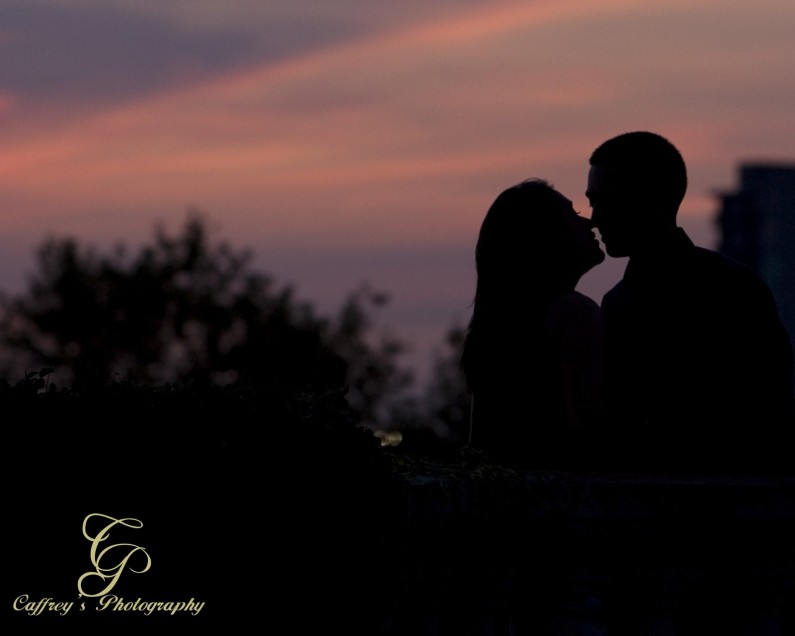 Romantic sunset kiss in Houston Texas.