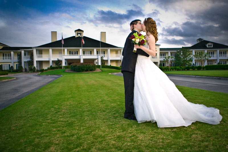 Beautiful Couples portrait after the bride and grooms wedding outside the Augusta Pines Golf Club.