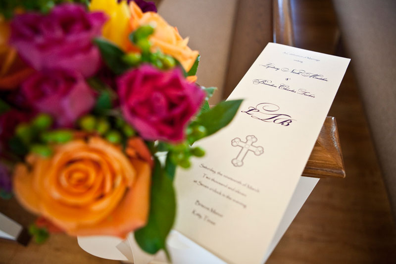 Lovely bridal bouquet and the wedding program. 