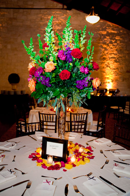 Amazing tall floral arrangement for the reception at Briscoe Manor. 