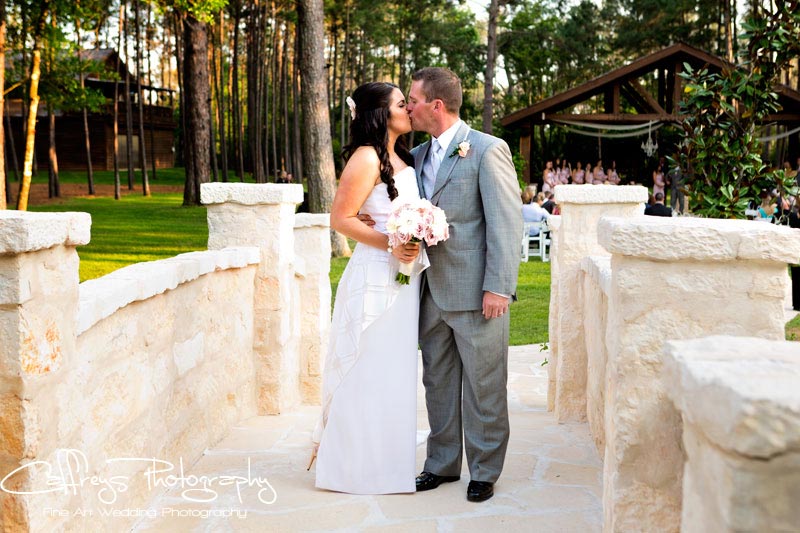 Bride and groom kissing at Crystal Springs Events