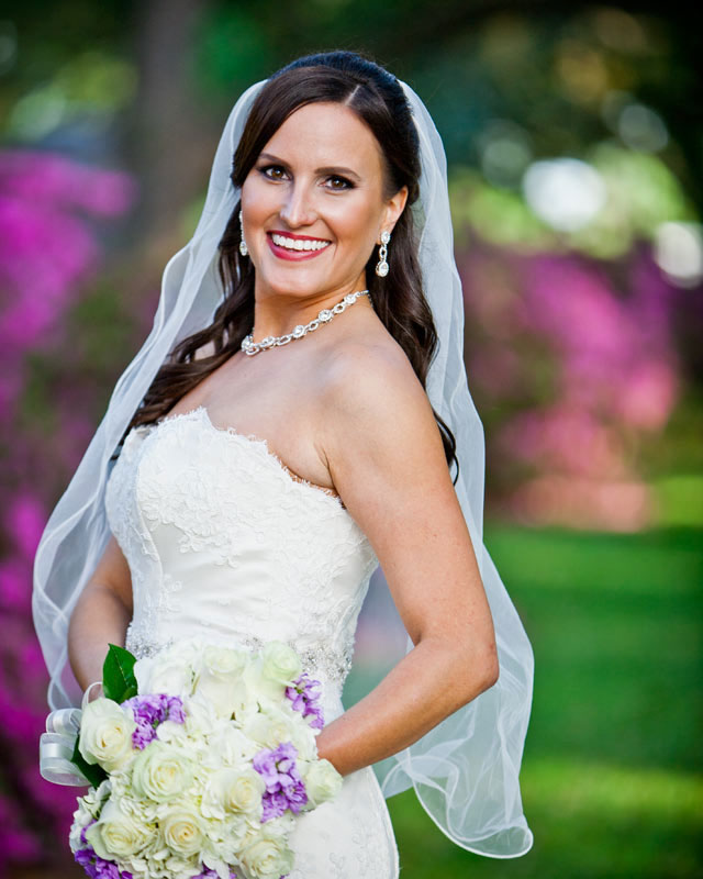 Beautiful Rice University Bridal Portraits with flowers in Houston