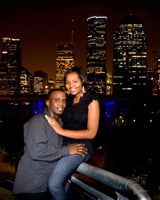 Houston City Skyline night engagement photos caffreys photography