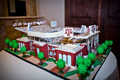 Bell Tower on 34th Wedding Cake Kyle Field Houston Wedding Photography