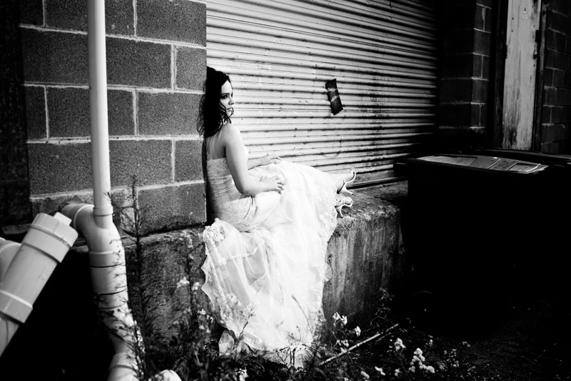 Grunge Trash the dress portrait in ally beautiful bride bridal gown caffreysphotography.com