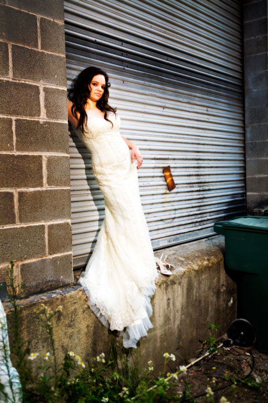 Sexy Grunge Trash the dress portrait in ally beautiful bride bridal gown caffreysphotography.com