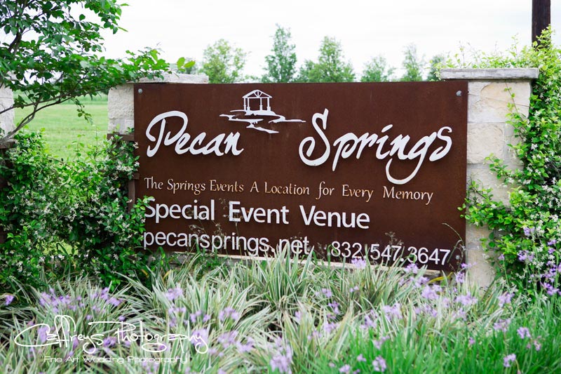 Pecan Springs Events Wedding Entrance sign