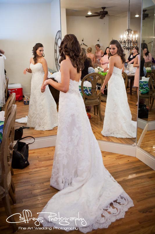 Pecan Springs Events Wedding bride getting dressed