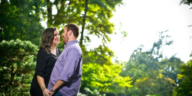 Elegant Japanese Gardens Engagement Portraits
